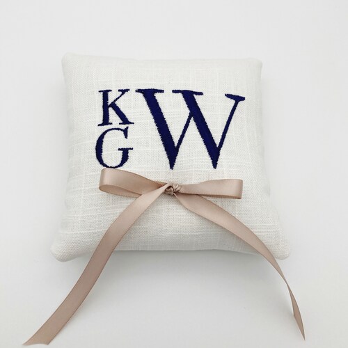 Monogrammed Ring Bearer Pillow Etsy