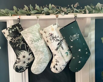Personalized Designer Fabric Christmas Stockings - Boho Christmas