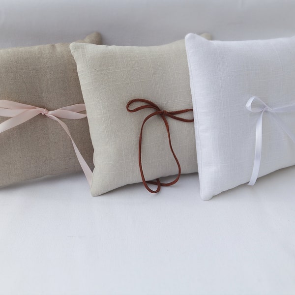 Linen Ring Bearer Pillow, 7 inch square, choose your linen color