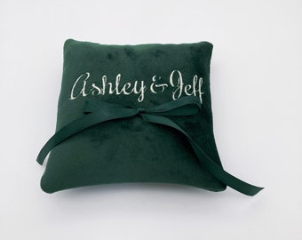 Velvet Ring Bearer Pillow Embroidered Names - 5 or 7 inch