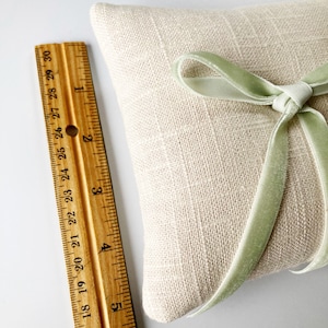 Linen Ring Bearer Pillow, 5 x 5 inches, Choose Your Linen and Ribbon image 4