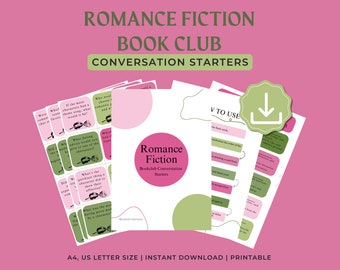 Romantiek-fictie boekenclub Gesprekstarters: 36 prompts (digitale pdf-download)