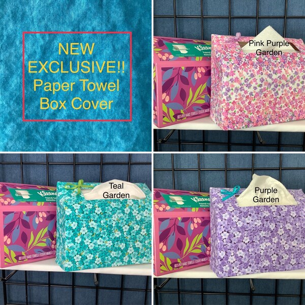 NEW!**Paper Hand Towel Singles Box Dispenser Cover Fabric EXCLUSIVE  Size 9.1"x8"x3" Some Holidays are now available!