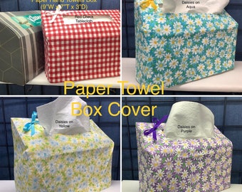 NEW! Paper Hand*Towel Singles Box Dispenser Cover Fabric EXCLUSIVE  Size 9.1"x8"x3" Some Holidays are now available!