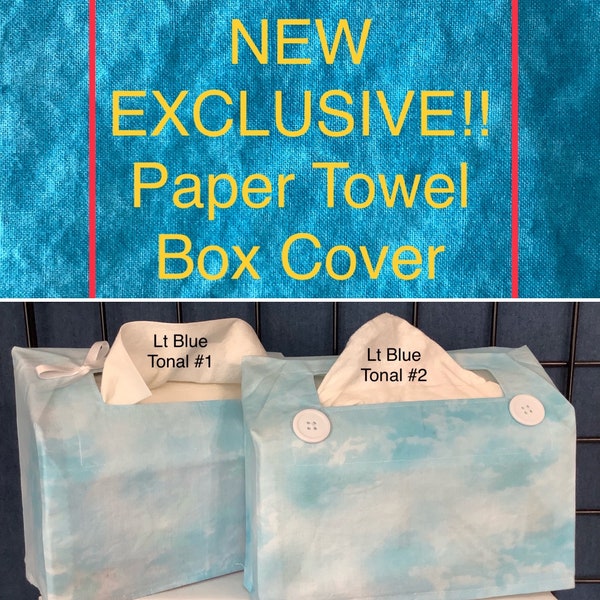 NEW! Paper Hand*Towel Singles Box Dispenser Cover Fabric EXCLUSIVE  Size 9.1"x8"x3" Some Holidays are now available!