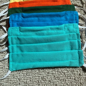 Set of 4 Cotton Reusable Face Masks with Nose Piece Wire and Filter Pocket