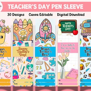 Lehrertags-Pen-Hüllen-Vorlage | 30 Designs | Canva Bearbeitbarer Digitaler Download