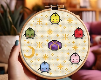 Junimo Cross Stitch Pattern: Stardew Valley Embroidery PDF, Pixel Art