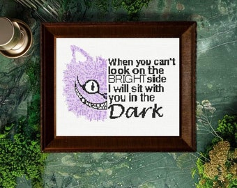 Cheshire Cat Cross Stitch Pattern: Alice In Wonderland Quote (PDF)