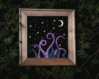 Kraken & Moon Cross Stitch Pattern: Nautical Stars (PDF Download)