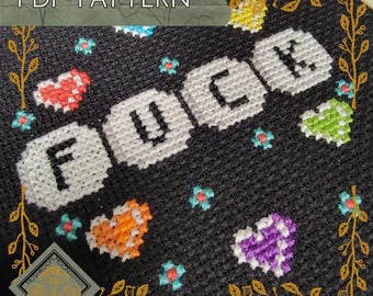 「ファック」クロスステッチパターン（デジタルダウンロード）懐かしい90年代テーマのクロスステッチ、皮肉たっぷりのホームデコレーション