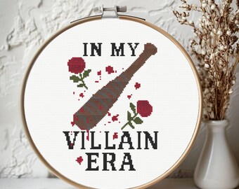 Villain Era Cross Stitch Pattern: Gothic Bat & Roses Needlepoint (PDF Download