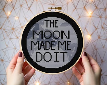 Moon Phase Cross Stitch Pattern: Witchy Lunar Embroidery (PDF Pattern)