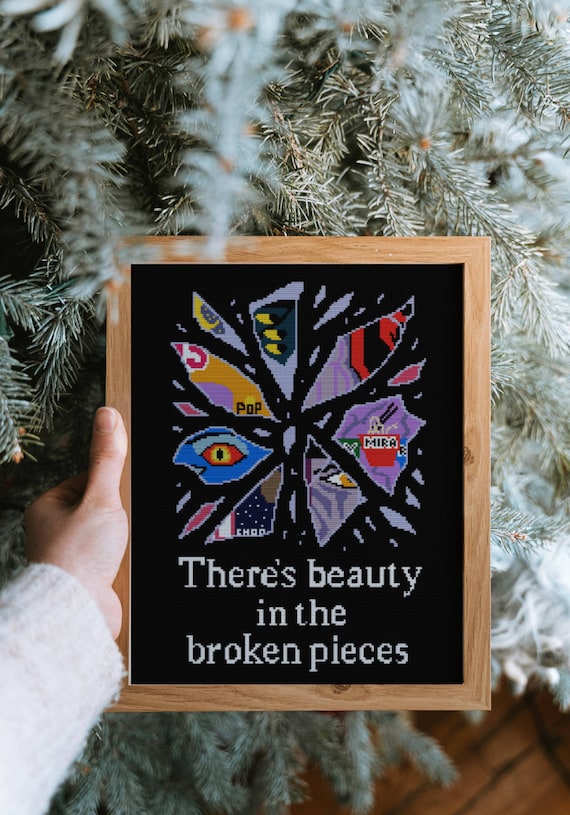 Kpop Anime Cross Stitch Pattern, Broken Glass Quote (PDF)