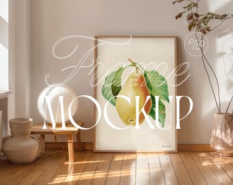 Frame Mockup for Art Poster | Vertical DIN A Wood Frame PSD | Photoshop Photopea cozy Mockup
