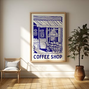 Coffee Shop Poster – Digitaler Download, Küchen Wandkunst, Kaffee Wanddekoration, Kaffeeliebhaber Geschenk, Retro Graviertes Poster