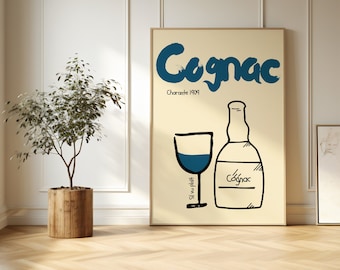 "Cognac s'il vous plaît" Wall Poster - Digital Download, French Wall Art, Perfect Decoration for Home, Bar or Restaurant
