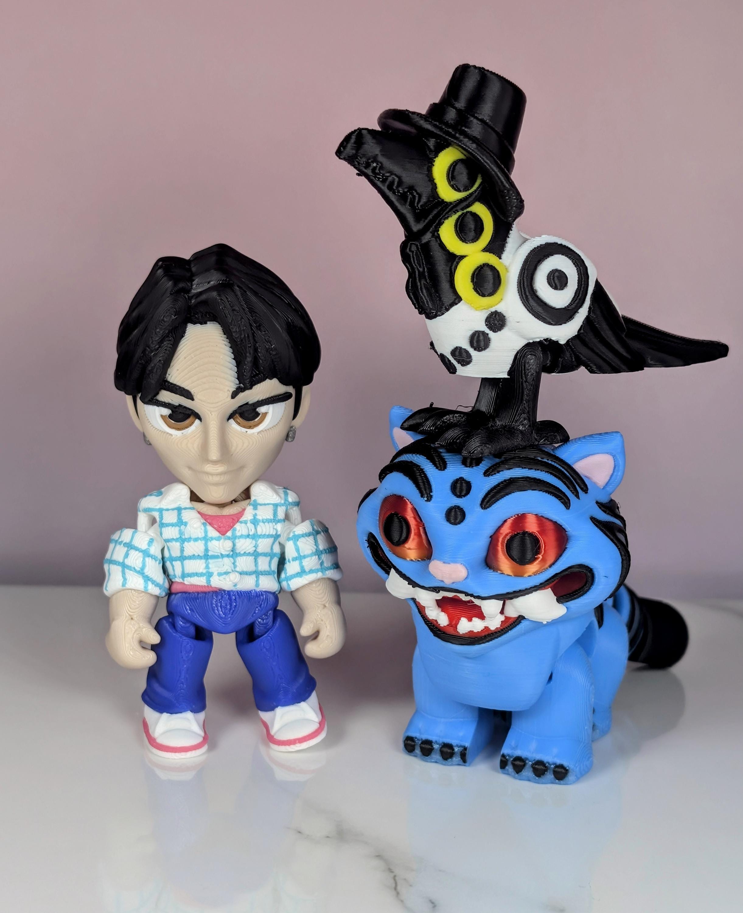 5-9pcs/Set Anime Kpop Demon Hunters Action Figure Toy Derpys Tiger