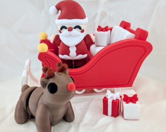Memory Lane GIANT 3 FT. SET Rudolph Santa's Sleigh: Light-up Nose