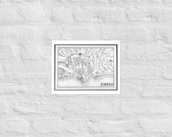 Pokemon Johto Fantasy Map POSTER