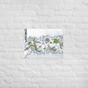Póster del mapa de acuarela de fantasía de Poniente de Juego de Tronos