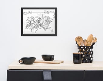 POSTER INCORNICIATO della mappa fantasy del Principe dei Draghi