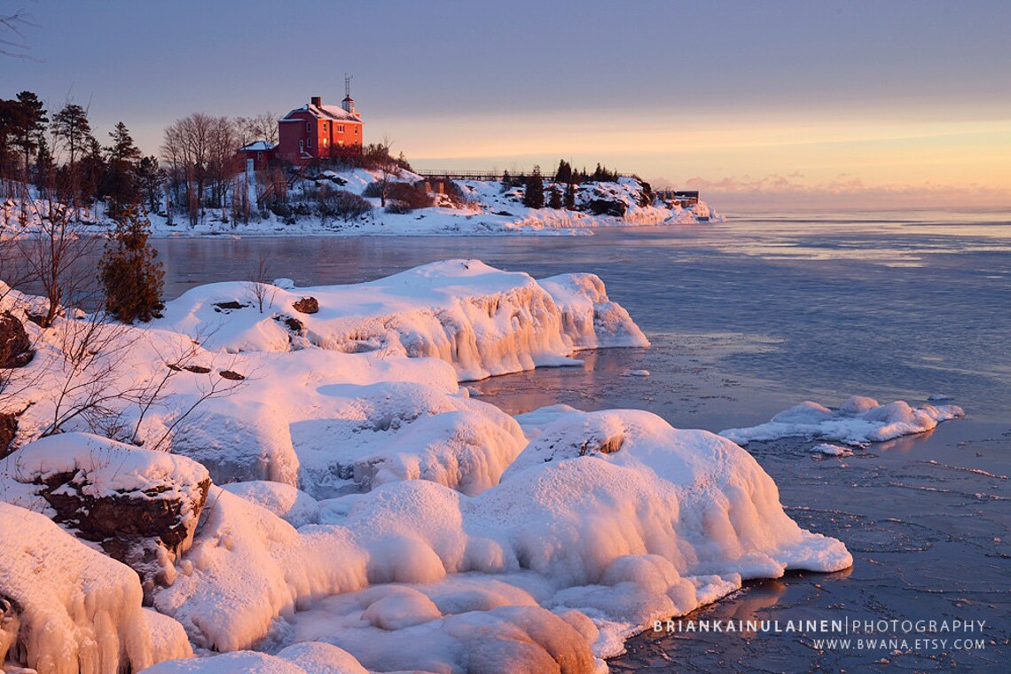 Marquette Winter Sunrise Michigan Photography Etsy