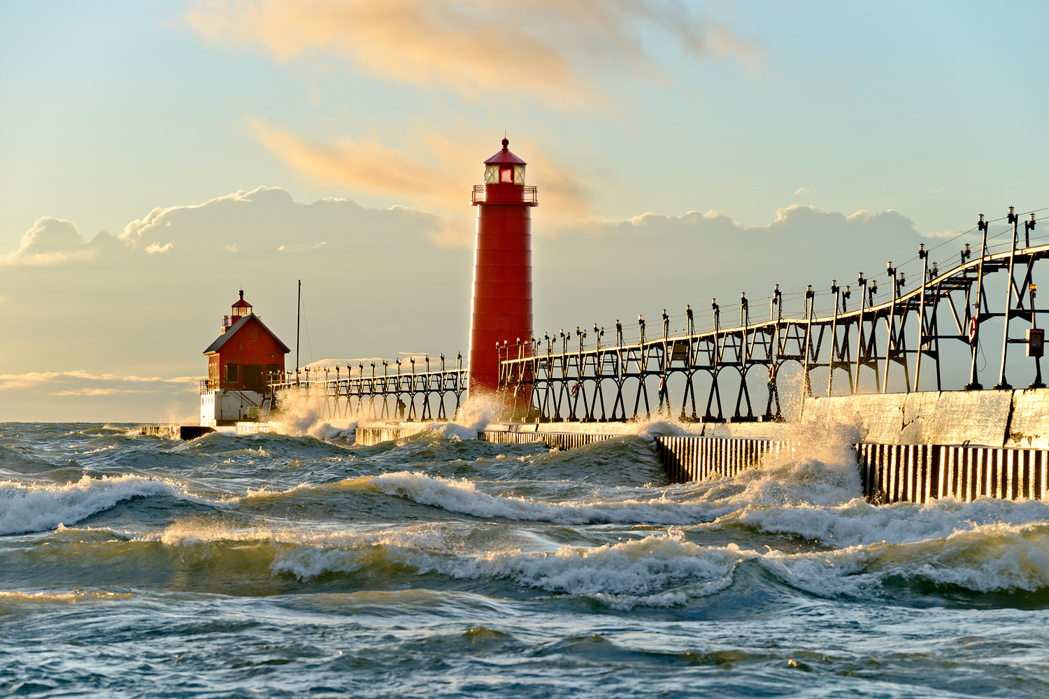 Grand Haven Lighthouse Michigan Photography Stock | Etsy