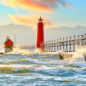 Grand Haven Lighthouse - Michigan Photography - Stock Photography