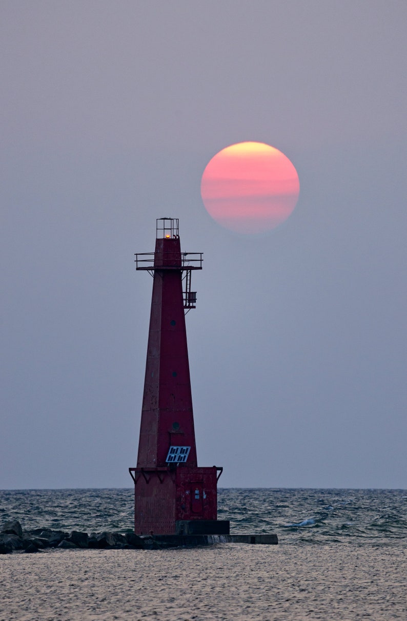 Shades of Boysenberry Muskegon Lighthouse Michigan Photography Made to Order image 1