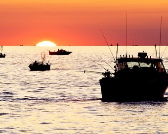 Sunset Fishing (Lake Michigan) - Canvas Wrap - Michigan Photography