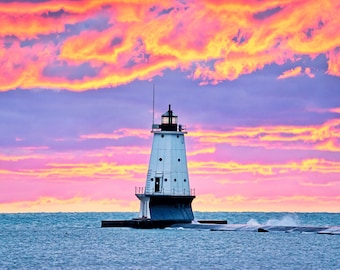 Electric Sky - Ludington Lighthouse - Michigan Photography