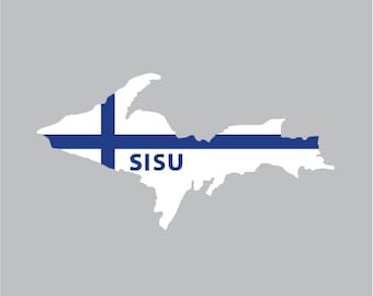 Upper Peninsula SISU  Finnish flag vinyl decal