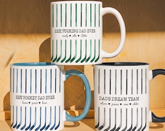 Bester Hockey Dad Kaffeebecher, personalisierte Hockey Dad Geschenke, benutzerdefinierter Name Vatertagsgeschenk für Ehemann