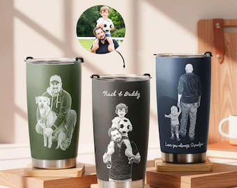 Personalized Photo Tumbler, 3D Engraved Effect, Father's Day Gift