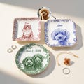 Custom Pet Portrait Jewelry Dish: Toile De Jouy Ceramic Trinket Dish product logo