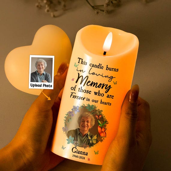 Personalized Memorial Photo LED Candle: Bereavement Gift - Etsy