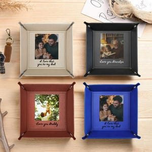 Custom Photo Leather Valet Tray ,Fathers Day Gift for Dad, College Graduation Gift for him, Gift for Dad Him Men Grandpa
