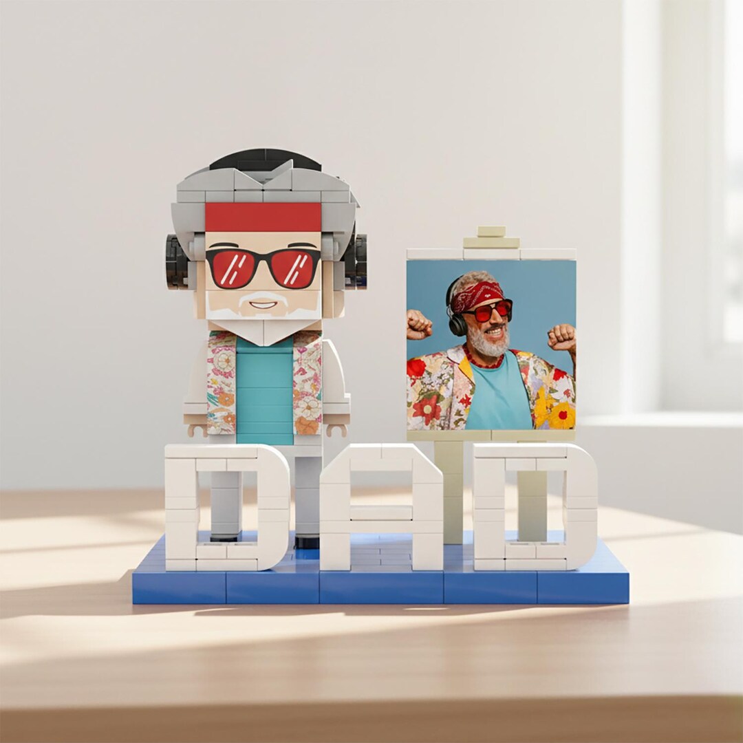 Bricks Father Custom Brick Figure Gift for Dad, Personalized Mini-figure From Photo ...