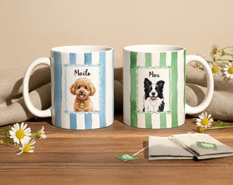 Custom Pet Line Art Mug, Dog Memorial Gift
