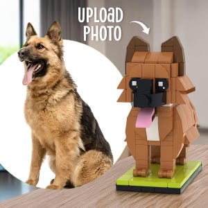 Custom Dog Mini figure, Personalized German Shepherd Brick, Mini figures, Gifts For Dog Owners , Pet Portraits, Custom Brick Mini Figures