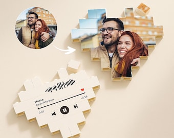 Heart Shaped Photo Building Block, Personalized Anniversary Gift