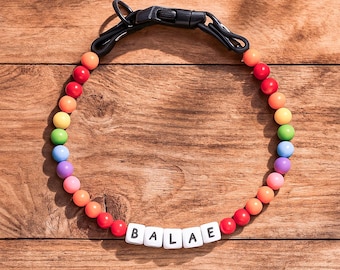 Gepersonaliseerde halsband met kralen: aangepaste naam, RAINSHINE-kralen