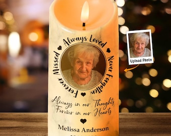 Personalized Memorial Photo LED Candle: Loss of Loved One