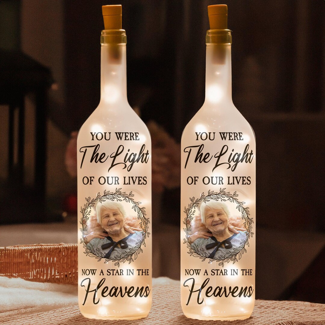 A Star In The Heavens - Memorial Personalized Custom Bottle Lamp - Sympathy Gift For Family Members