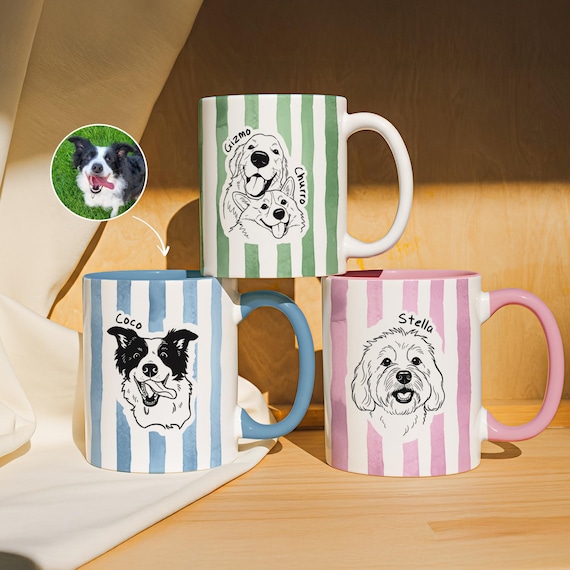 Custom Pet Portrait Mug, Personalized Dog Mug, Custom Cat Mug, Pet Memorial Gift, Dog Mom Gift, Custom Photo Mug