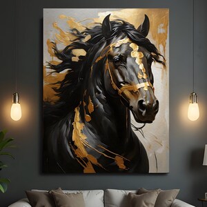 Toile impression cheval abstrait, décoration murale cheval, toile d'art mural, très grande art mural, art mural animal, amoureux des chevaux, expédition rapide et sûre