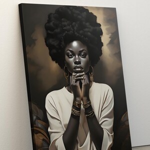 Abstract Black Woman, Afro Woman Canvas Art, Abstract African Art, African Girl Painting Print, Aesthetic Wall Poster, Extra Large Decor