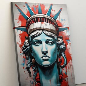 Abstract Statue of Liberty Portrait Art Print, Statue of Liberty Wall Art, New York City Art Print, New York Wall Art Decor, Travel Wall Art