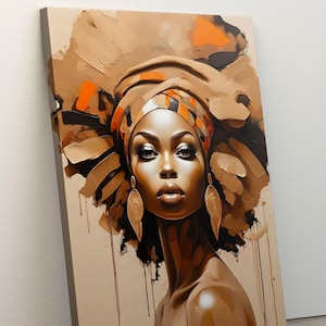 Women Art, Ethnic Mixed Woman Painting Canvas, Women Wall Art, Mixed Woman Art Print, Oil Painting Poster, Black Woman Canvas